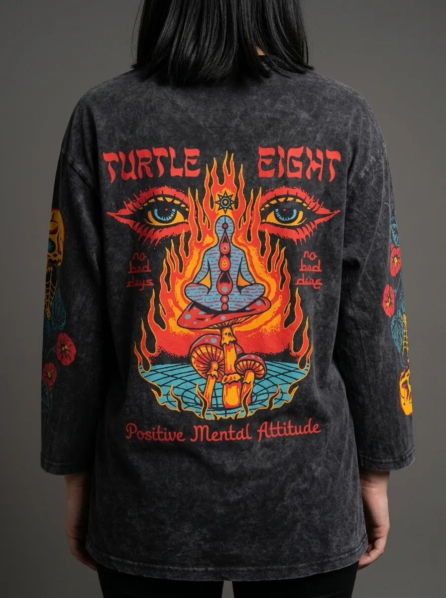 Turtle Eyes Long Sleeve Tee - Acid Wash Fit Model | My Turtle