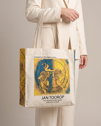 jan-toorop-two-stylized-female-tote-bag On body