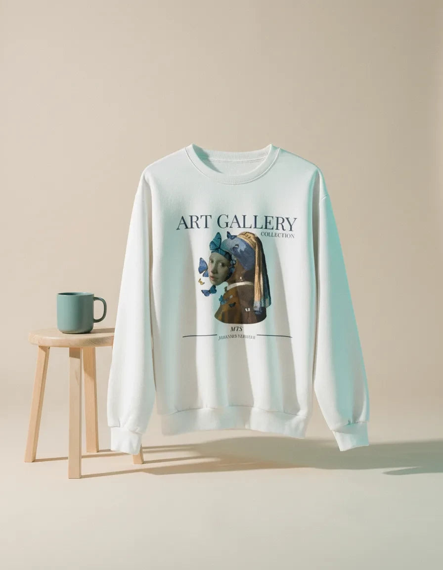 Girl with Pearl Earring Crewneck - Johannes Vermeer - Image 2