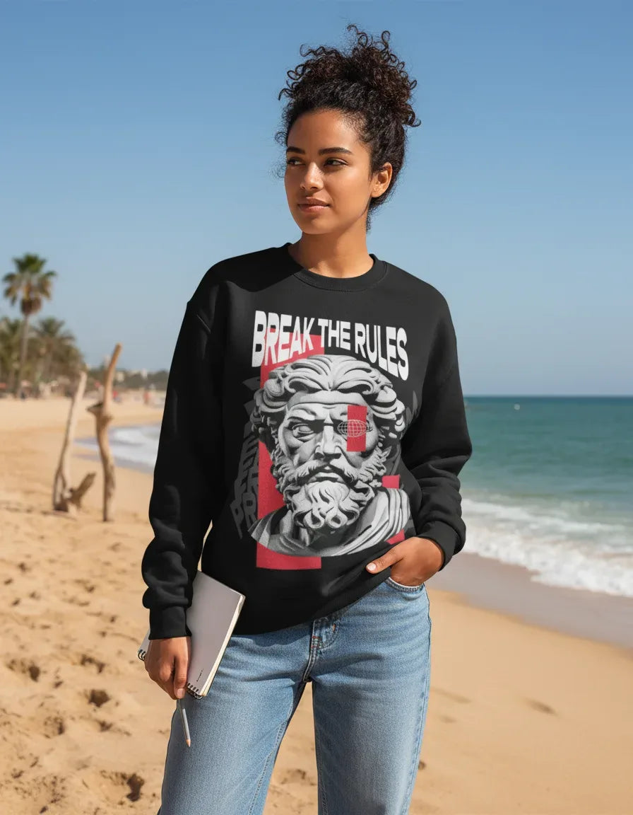 Break The Rules Greek Statue Crewneck - Image 1