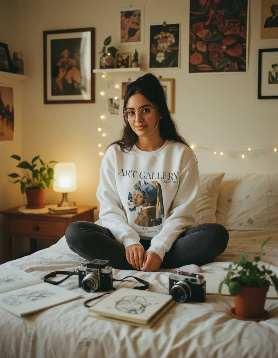 Girl with Pearl Earring Crewneck - Johannes Vermeer - Image 1