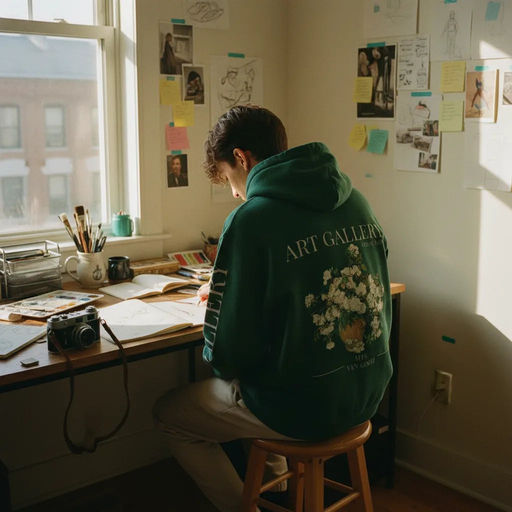 White Rose Van Gogh Hoodie - Image 3