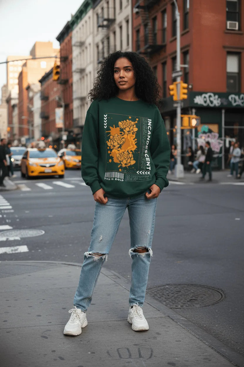 Incandescent Floral Green Crewneck - Image 2