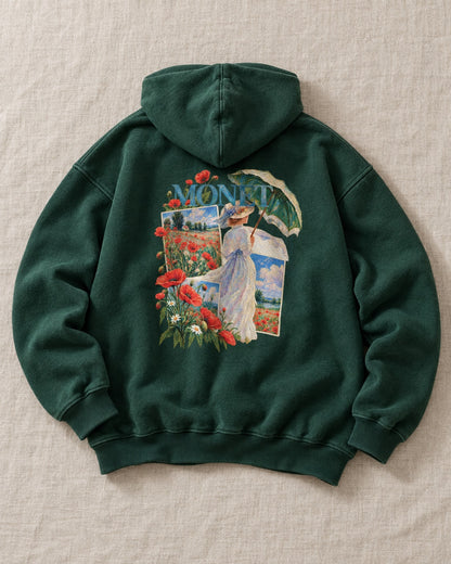 Monet Parasol and Poppies Hoodie - Flat lay · front | My Turtle