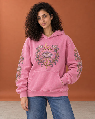 Moonlit Cat Hoodie - Front Print Model Shot | My Turtle