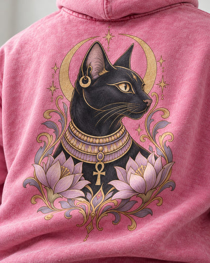 Moonlit Cat Hoodie - Print close-up · back | My Turtle