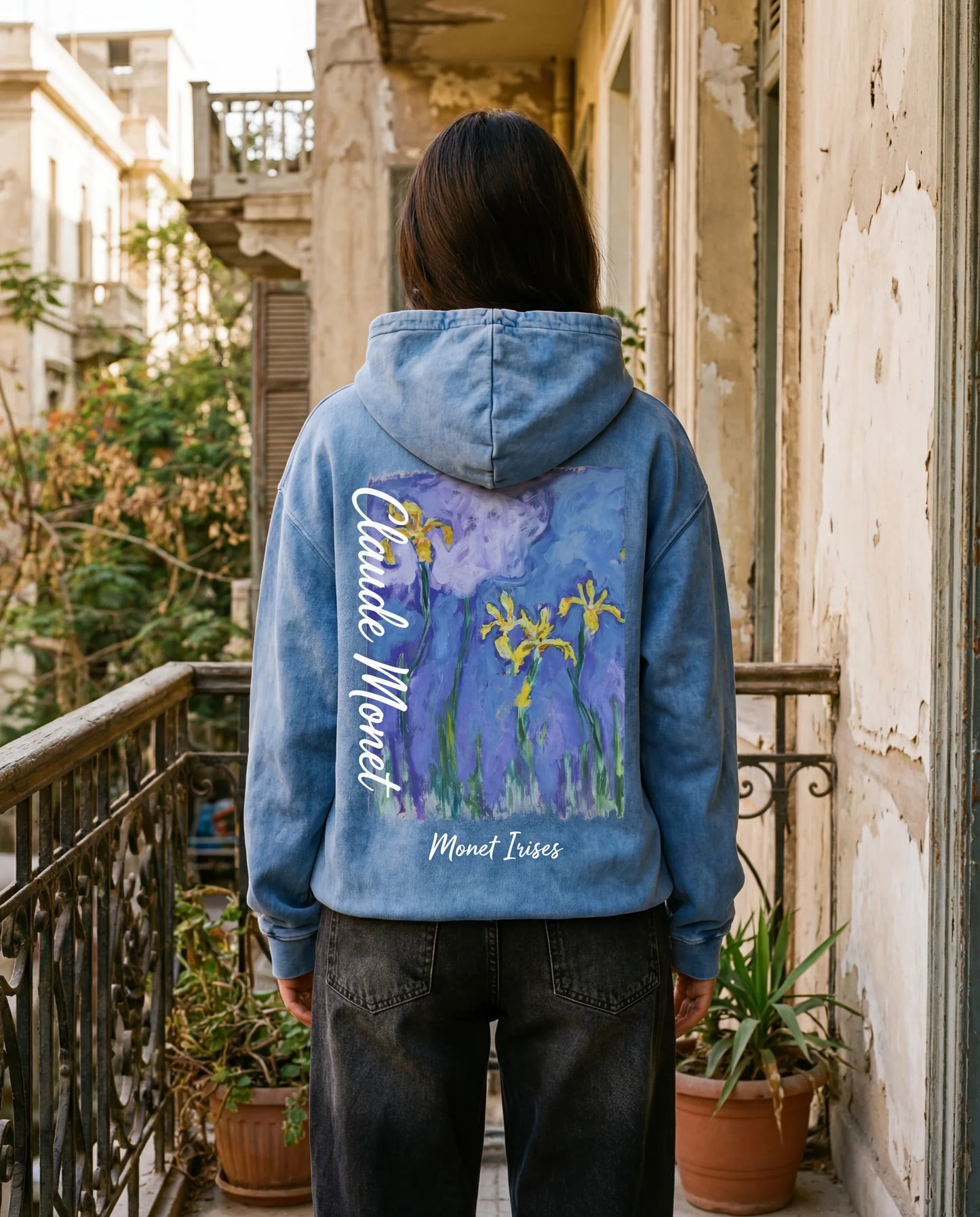 Claude Monet Irises Hoodie - Washed Hoodie | My Turtle