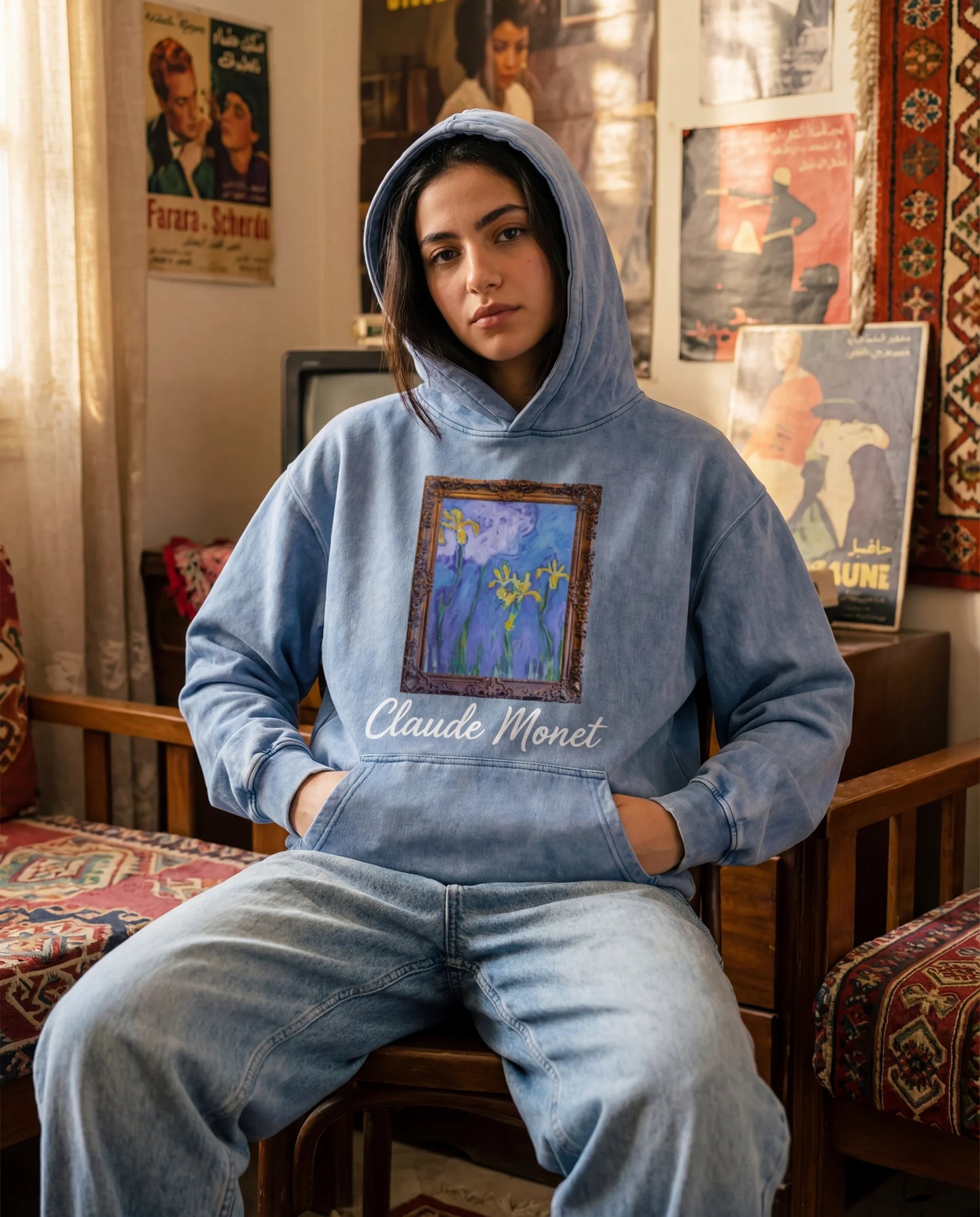 Claude Monet Irises Hoodie - Washed Hoodie | My Turtle