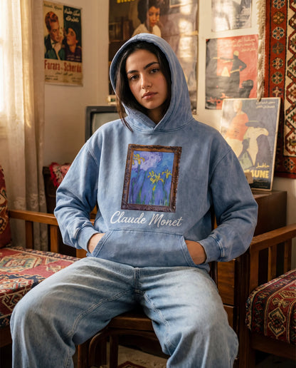 Claude Monet Irises Hoodie - Washed Hoodie | My Turtle