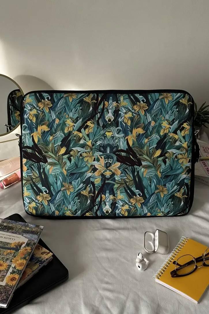 Emerald Blossoms Laptop Bag - Laptop Sleeve | My Turtle
