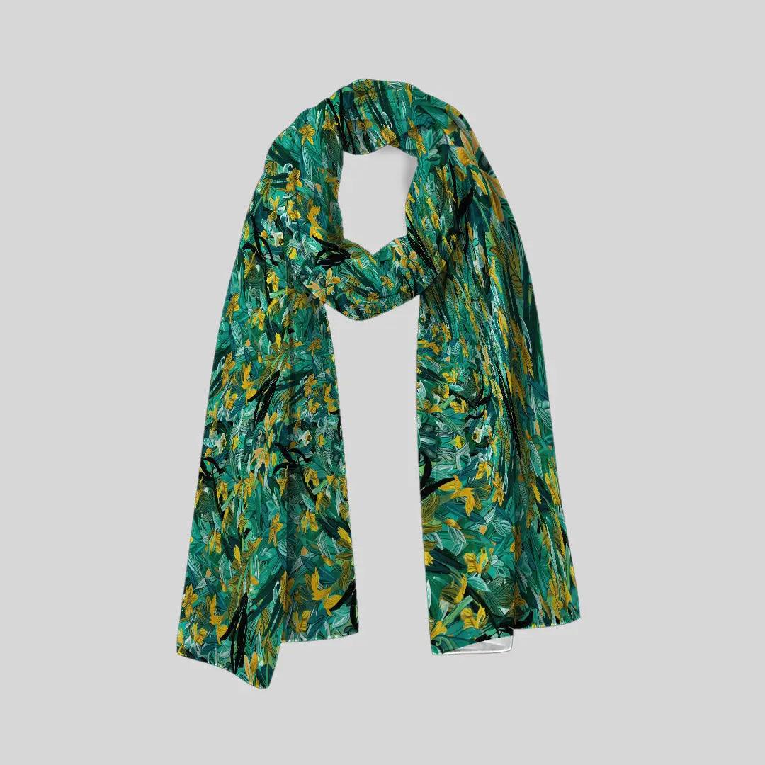 Emerald Blossoms Scarf - Chiffon Scarf | My Turtle