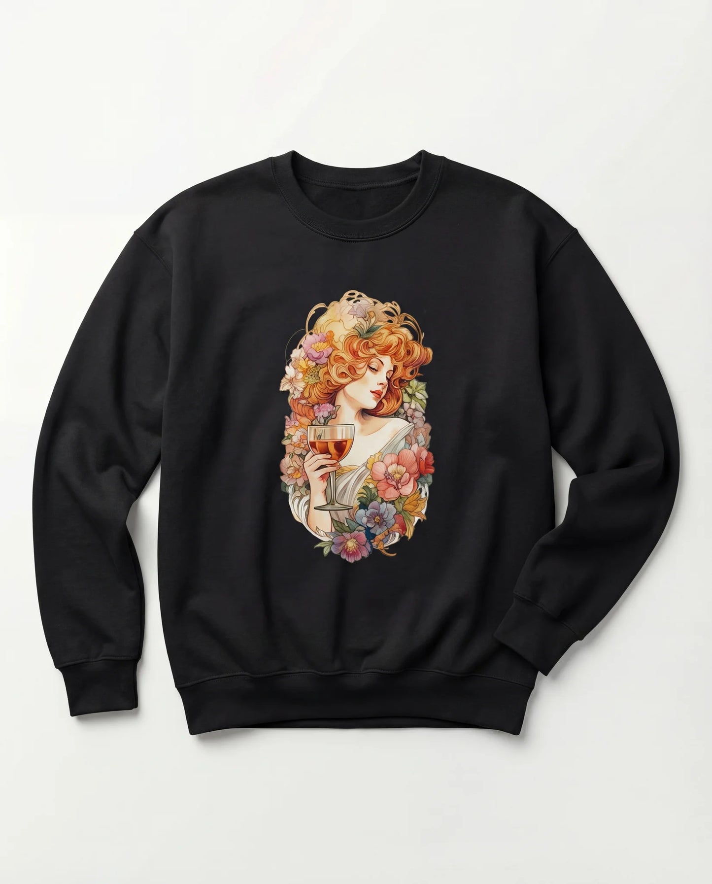 Floral Portrait Crewneck - Alphonse Mucha - Sweatshirt | My Turtle
