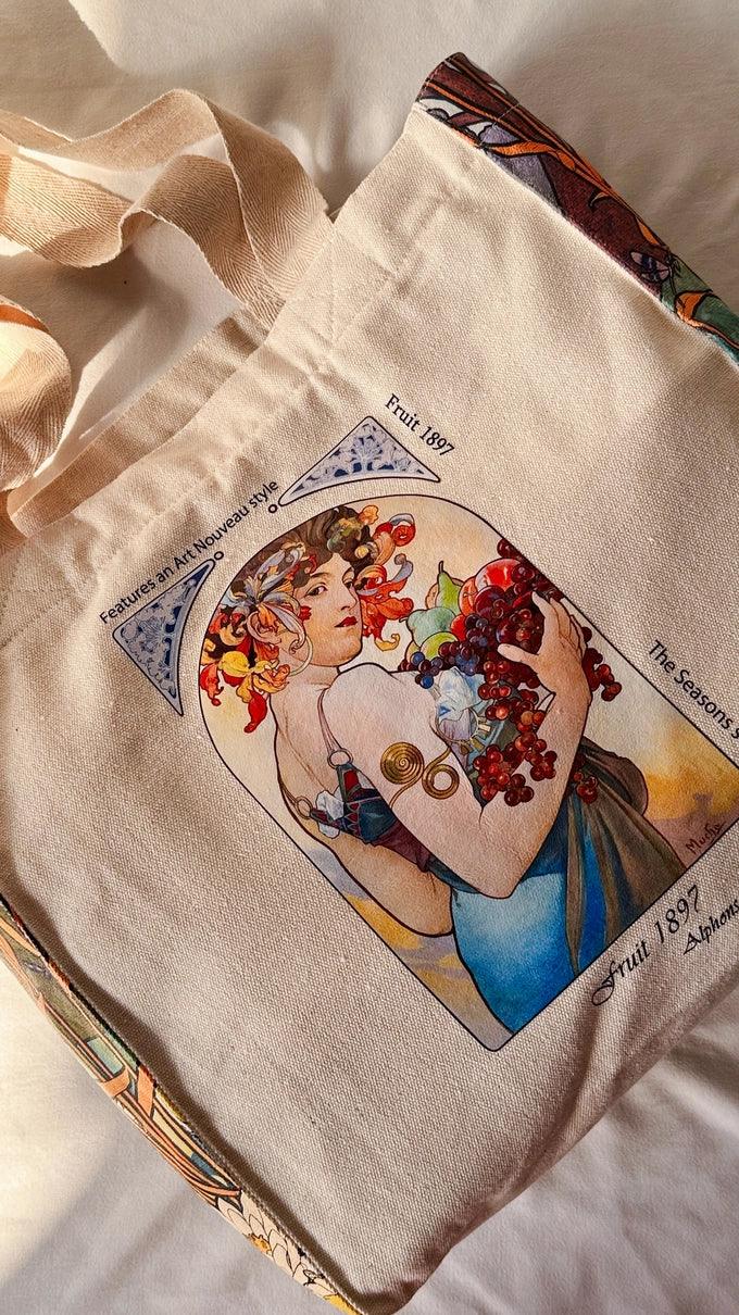 Fruit Alphonse Mucha - Tote Bag - Artsy Tote Bag | My Turtle