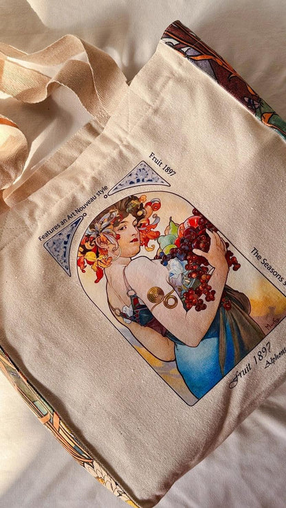 Fruit Alphonse Mucha - Tote Bag - Artsy Tote Bag | My Turtle