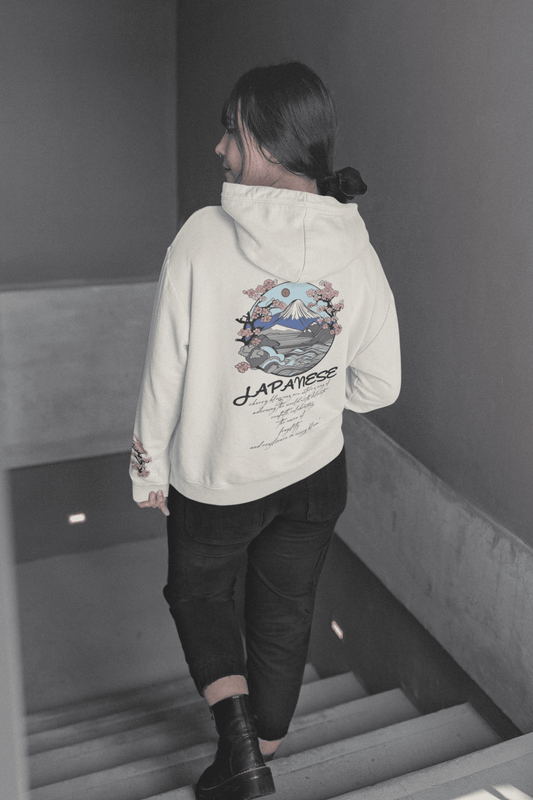 Japanese Cherry Blossoms Hoodie (Mixed Cotton) - Oversized Hoodie | My Turtle