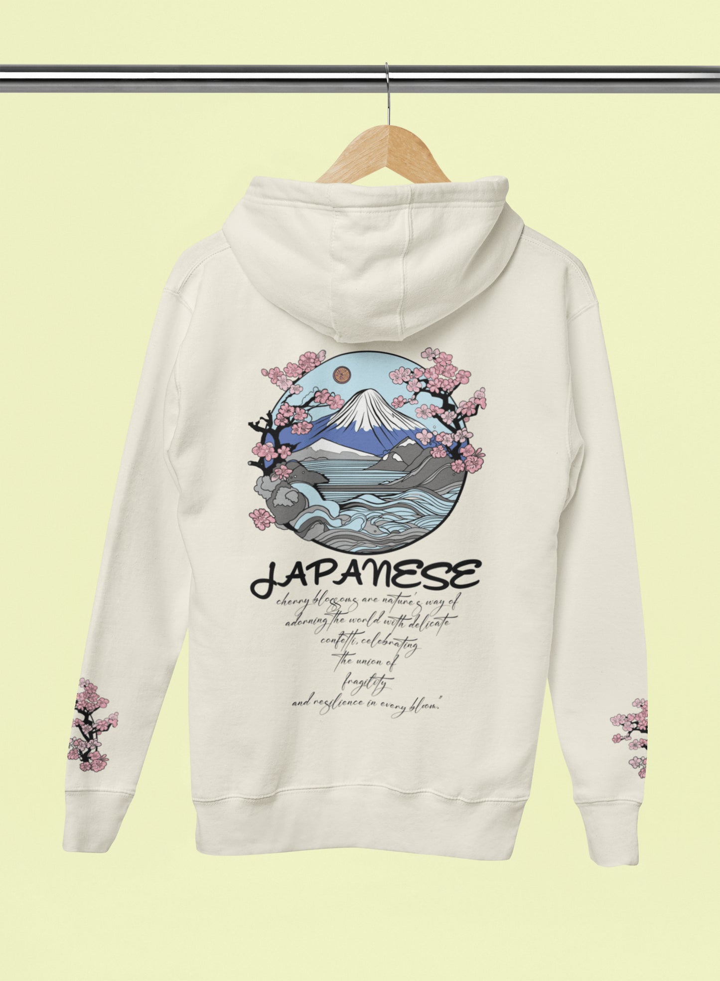 Japanese Cherry Blossoms Hoodie (Mixed Cotton) - Oversized Hoodie | My Turtle