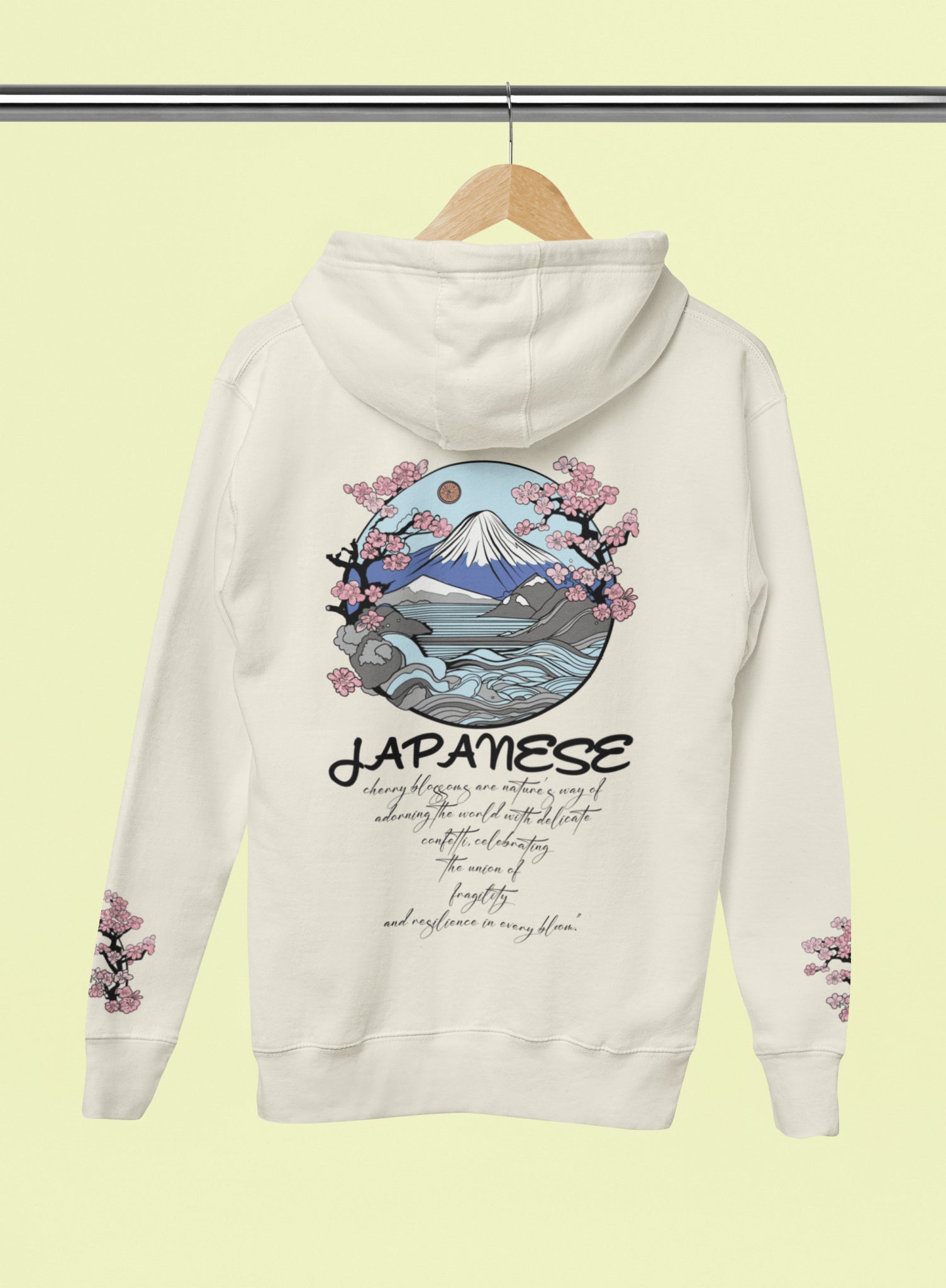 Japanese Cherry Blossoms Hoodie (Mixed Cotton) - Oversized Hoodie | My Turtle