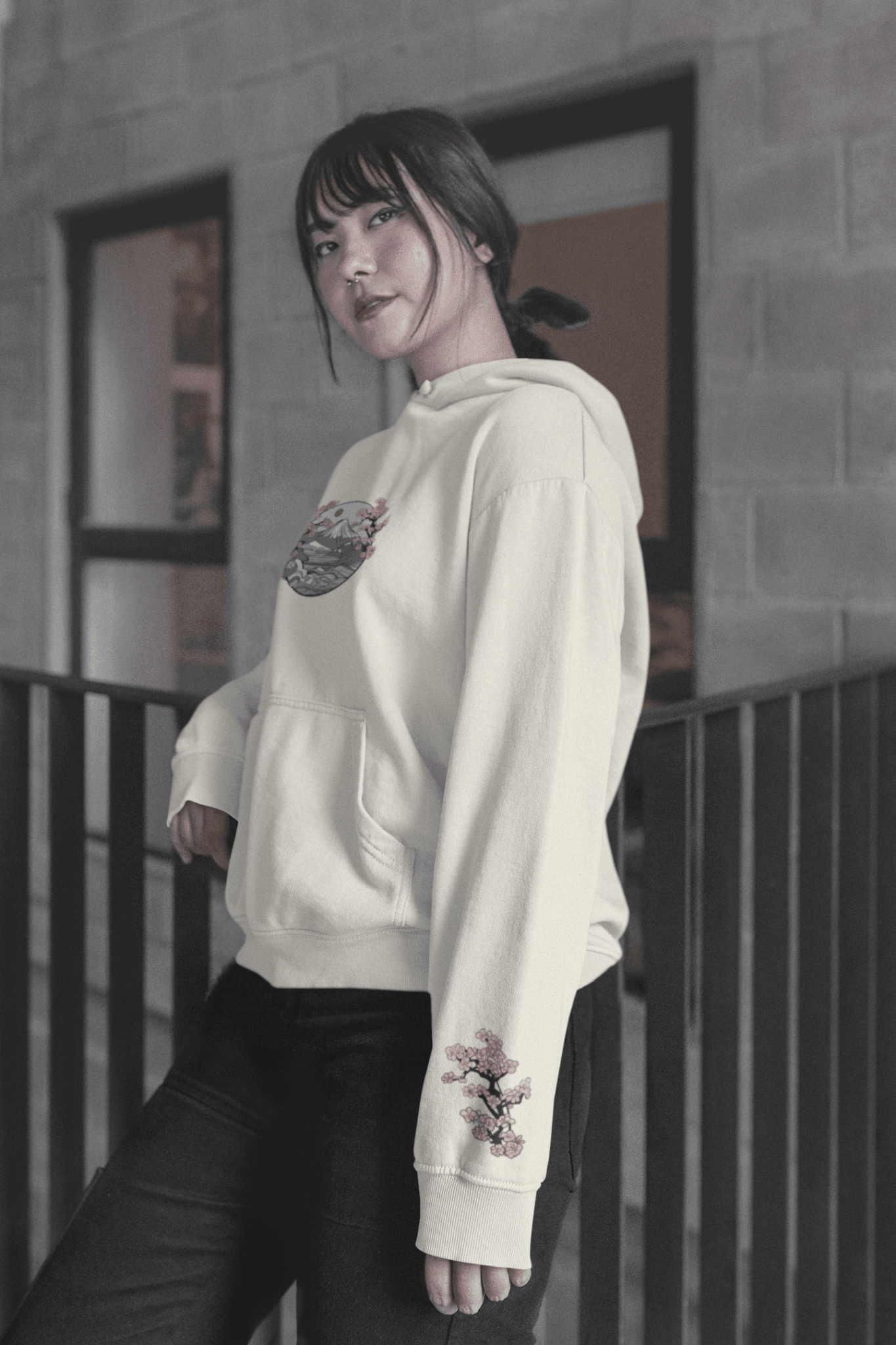 Japanese Cherry Blossoms Hoodie (Mixed Cotton) - Oversized Hoodie | My Turtle