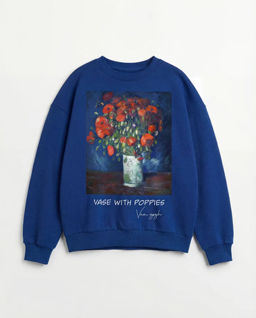 Royal Blue Van Gogh Poppies Sweatshirt - Sweatshirt | My Turtle