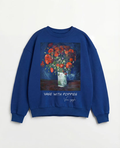 Royal Blue Van Gogh Poppies Sweatshirt - Sweatshirt | My Turtle