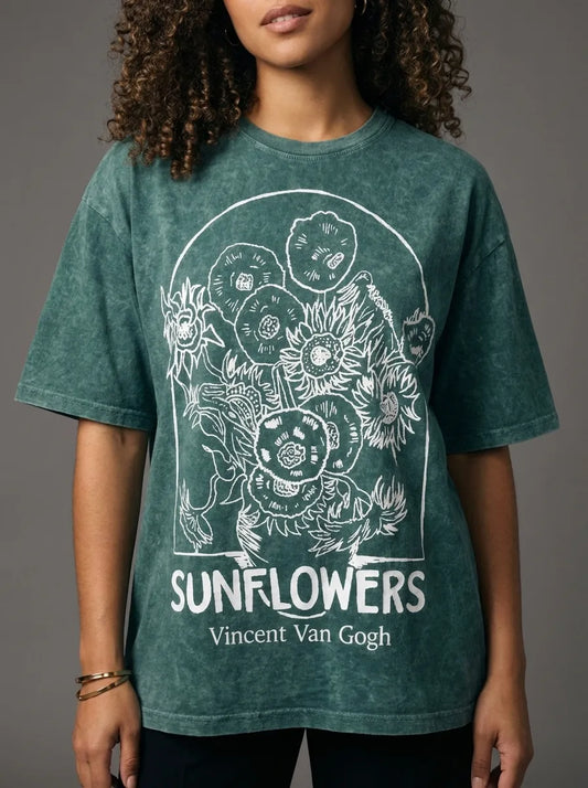 Sunflowers Sketch T-Shirt - Oversized T-Shirt | My Turtle