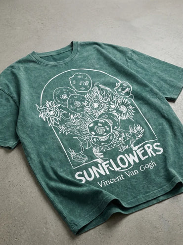 Sunflowers Sketch T-Shirt - Oversized T-Shirt | My Turtle
