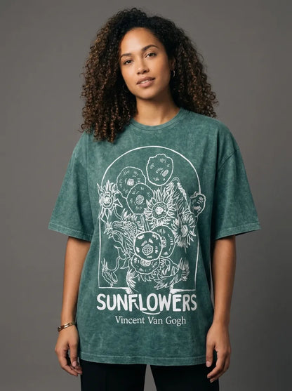 Sunflowers Sketch T-Shirt - Oversized T-Shirt | My Turtle
