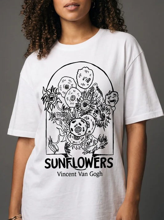 Sunflowers Sketch T-Shirt - Oversized T-Shirt | My Turtle