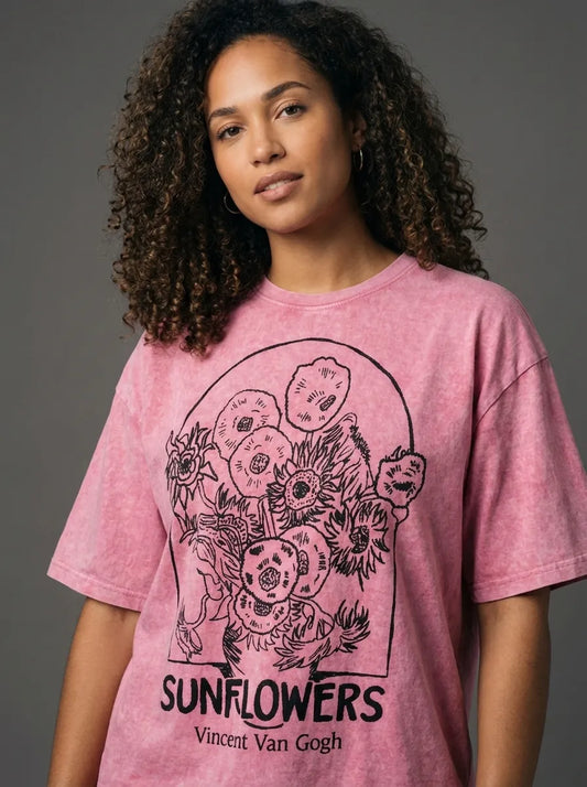 Sunflowers Sketch T-Shirt - Oversized T-Shirt | My Turtle