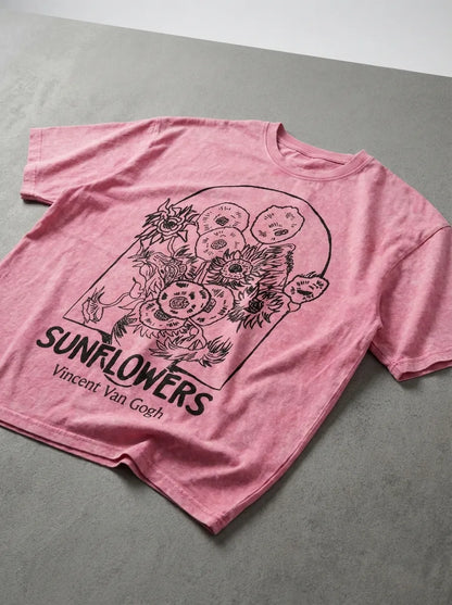 Sunflowers Sketch T-Shirt - Oversized T-Shirt | My Turtle