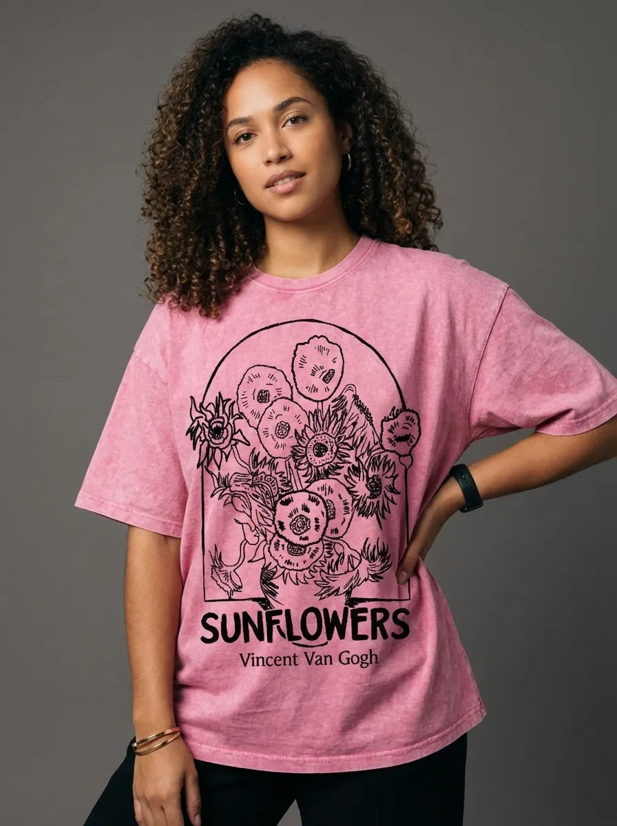 Sunflowers Sketch T-Shirt - Oversized T-Shirt | My Turtle