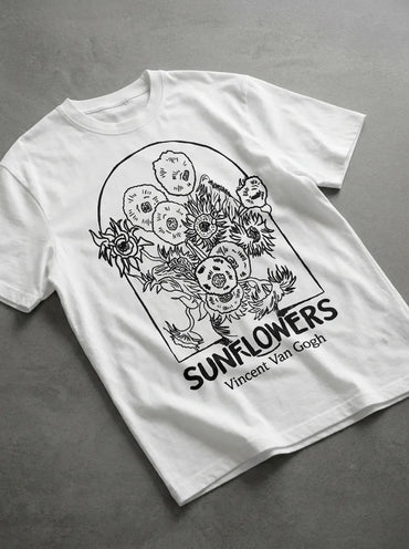 Sunflowers Sketch T-Shirt - Oversized T-Shirt | My Turtle