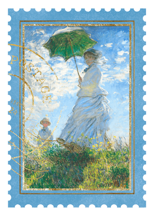 The Walk Lady with a Parasol stamp sticker - Sticker | My Turtle