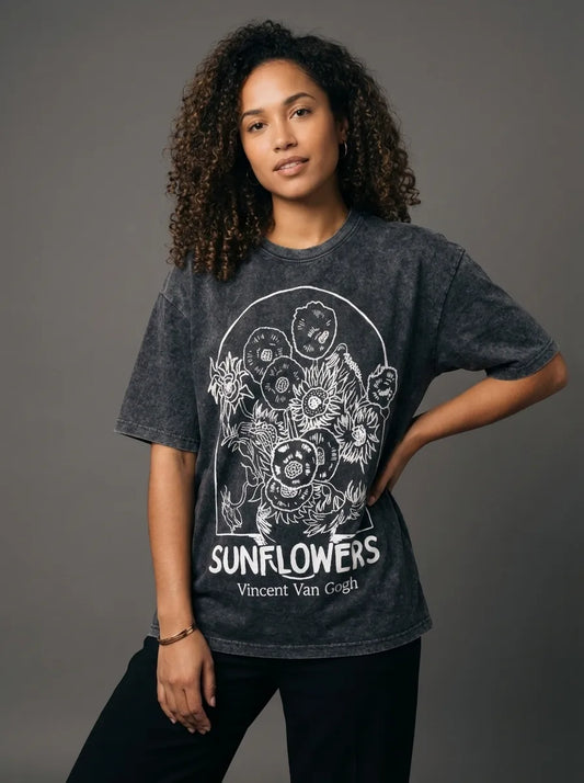 Vincent Sunflowers Washed T-Shirt - Oversized T-Shirt | My Turtle