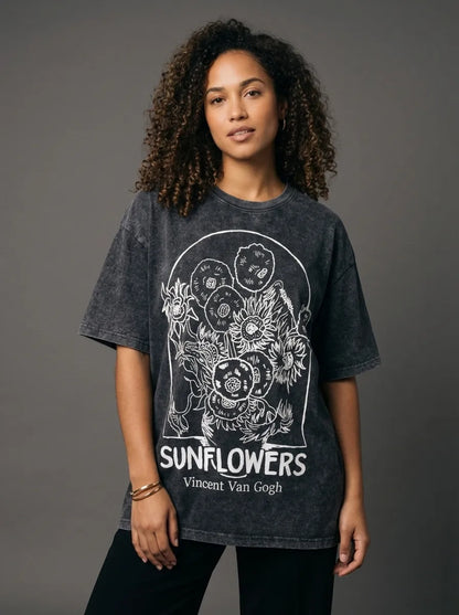 Vincent Sunflowers Washed T-Shirt - Oversized T-Shirt | My Turtle