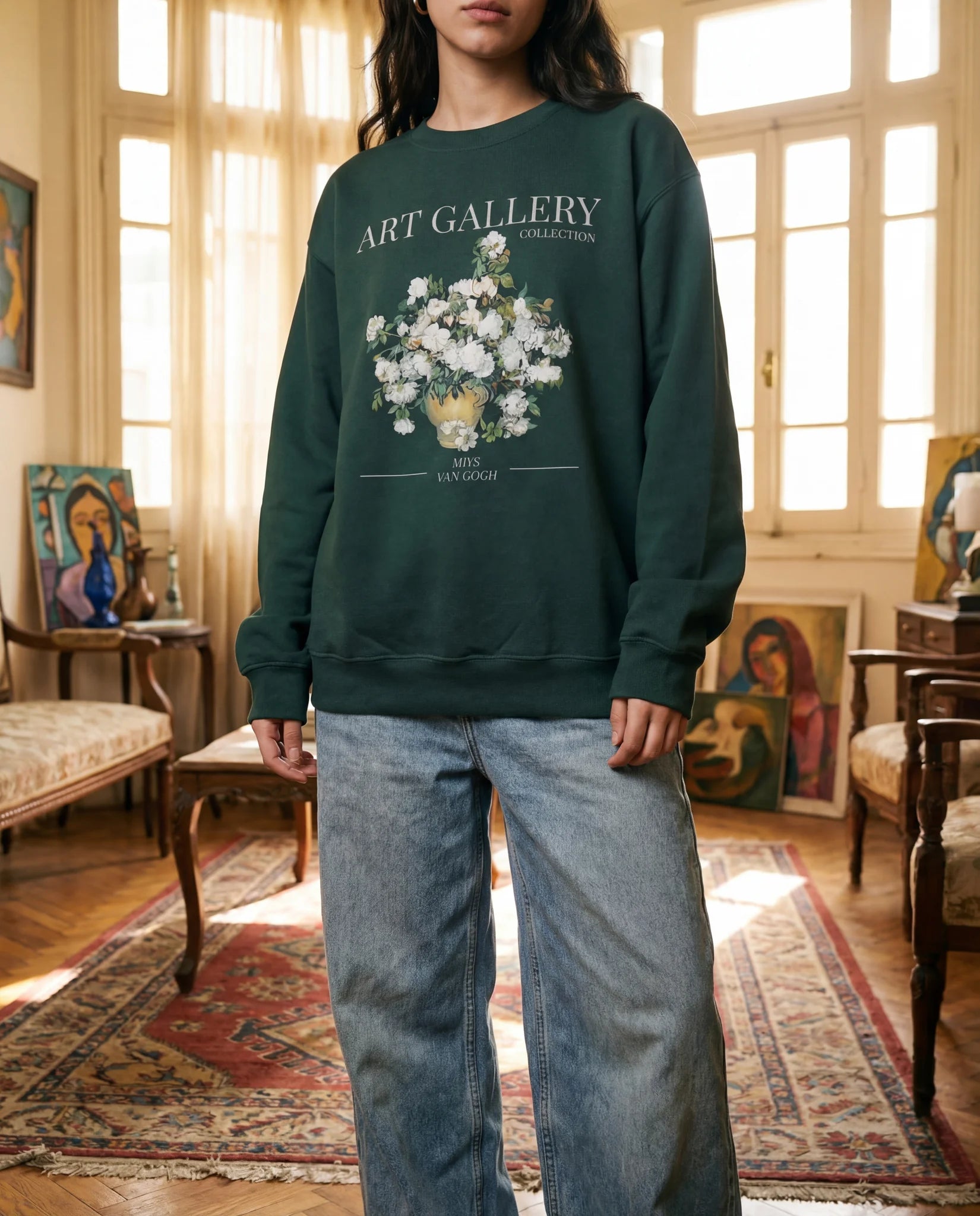 White Rose Art Gallery Crewneck - Van Gogh - Sweatshirt | My Turtle