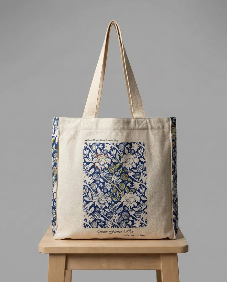 William Morris Blue Flower Wey - Tote Bag - Artsy Tote Bag | My Turtle