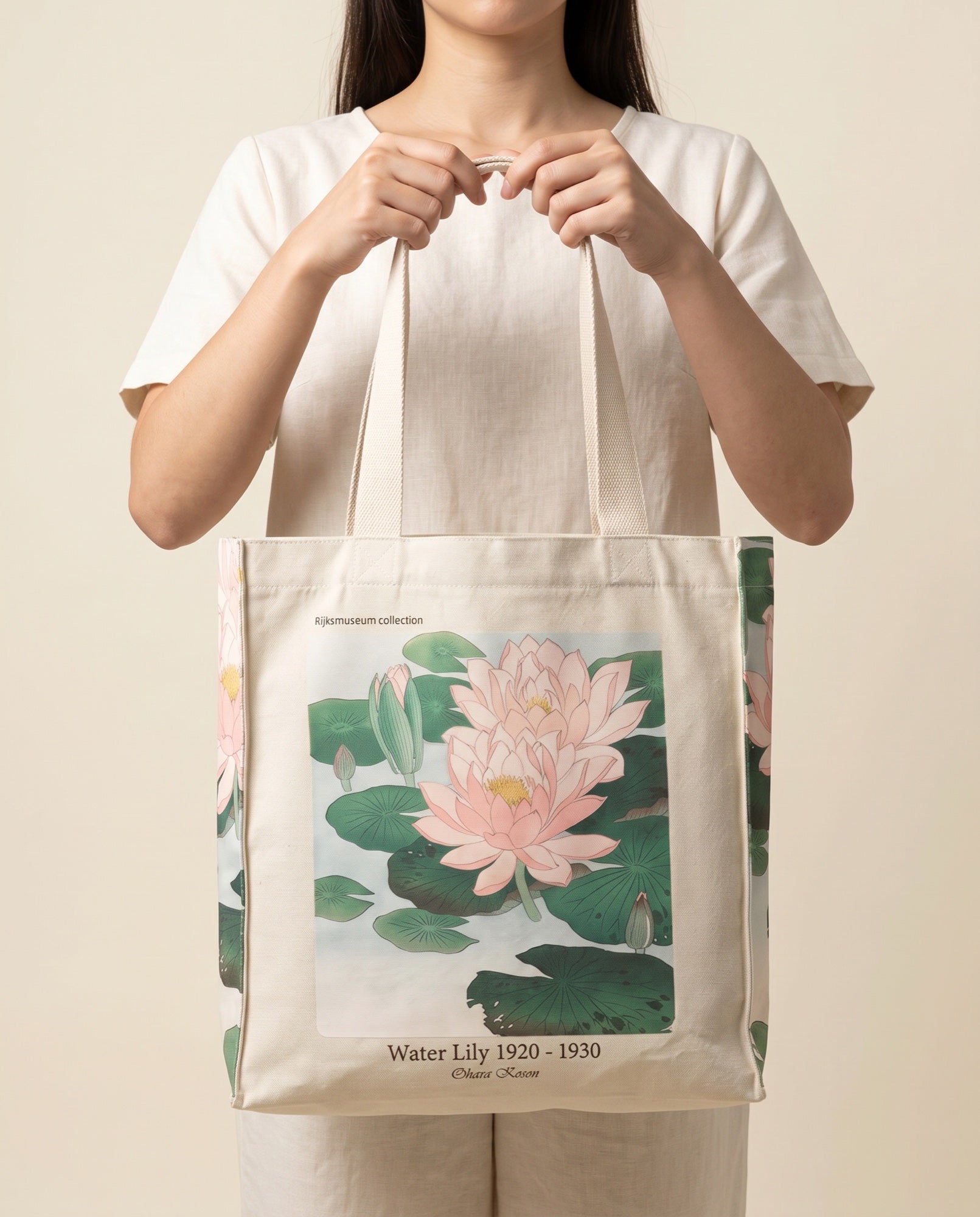 ohara-koson-water-lily-tote-bag On body