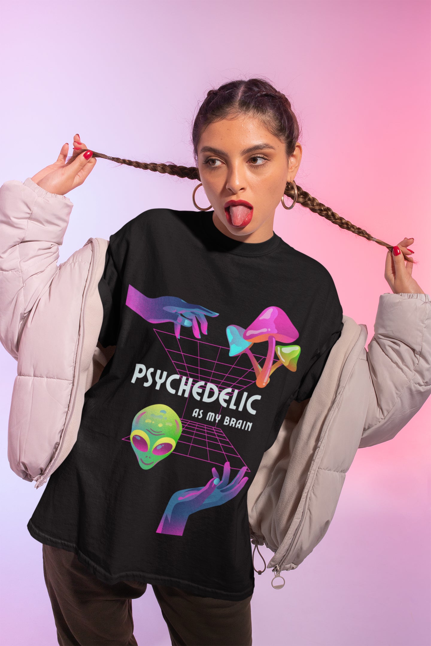 Oversized Hoodie - Trippy Thoughts T-Shirt