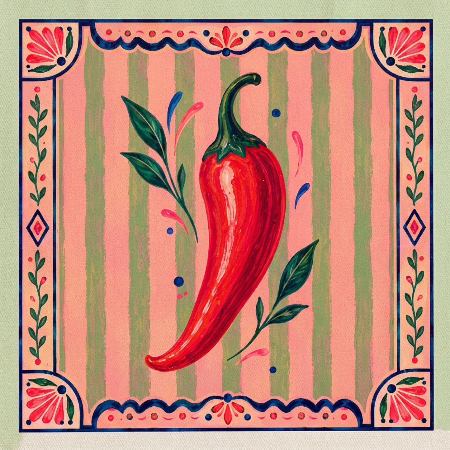 Peperoncino chili print close-up on canvas | My Turtle