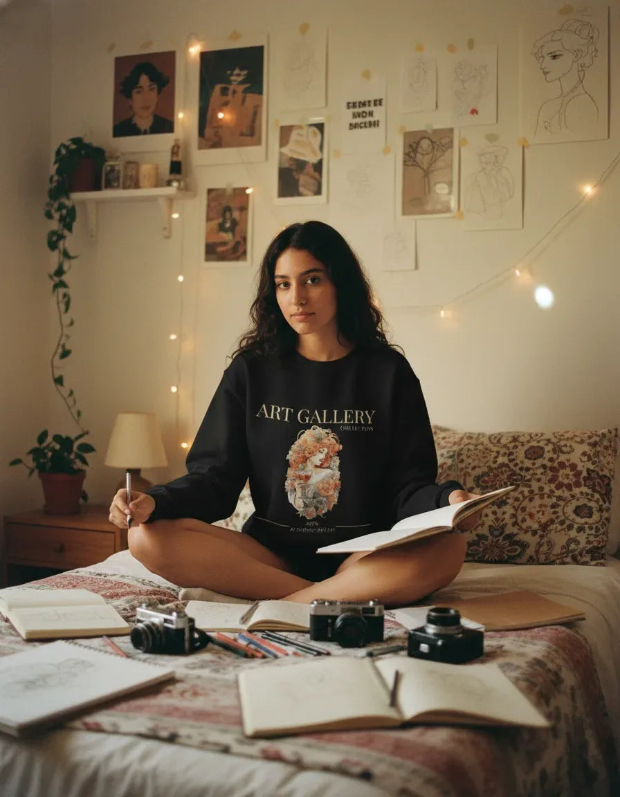 Alphonse Mucha Art Nouveau Crewneck - Image 1