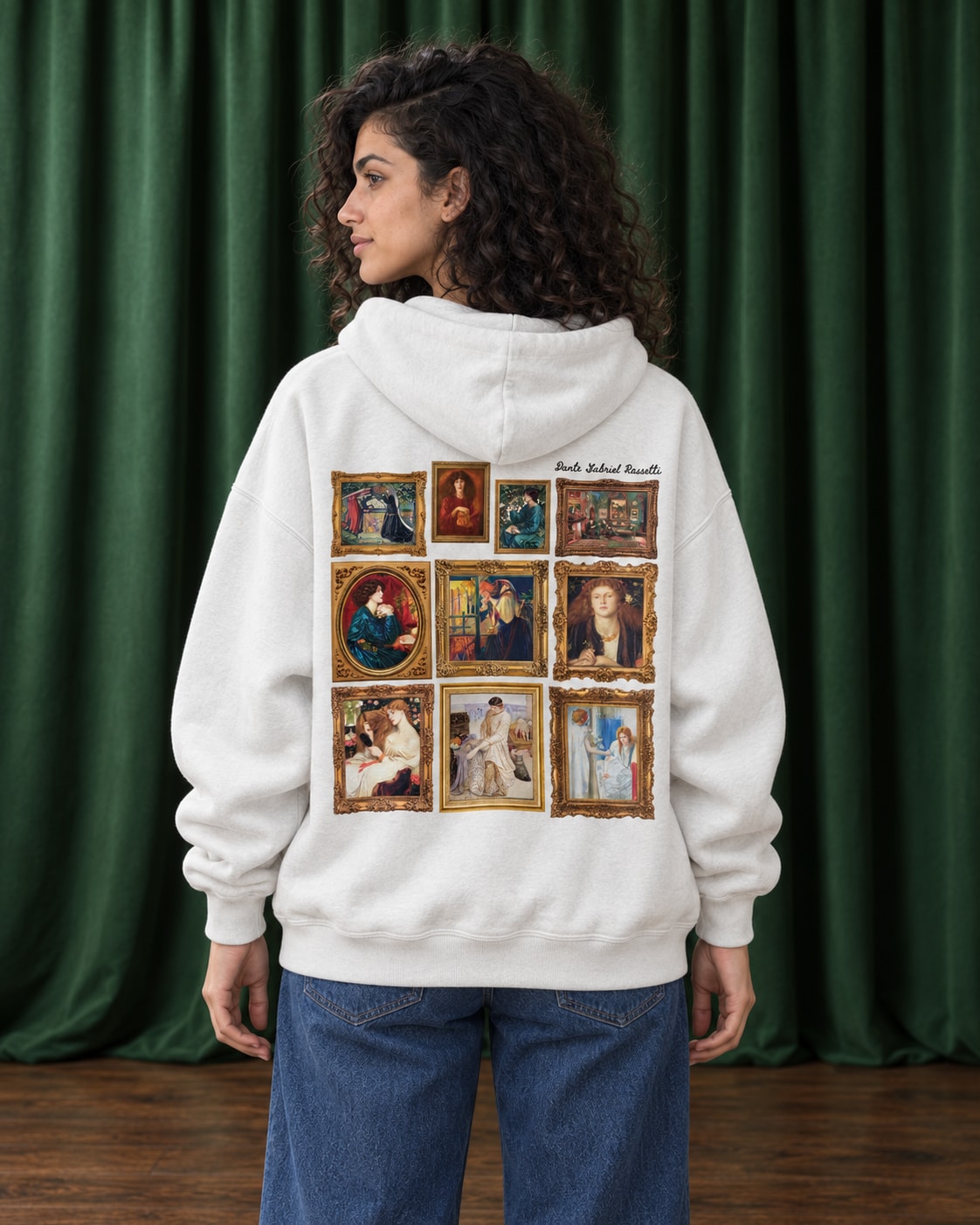 Rossetti Framed Art Gallery Hoodie - Back Print Model Shot | My Turtle