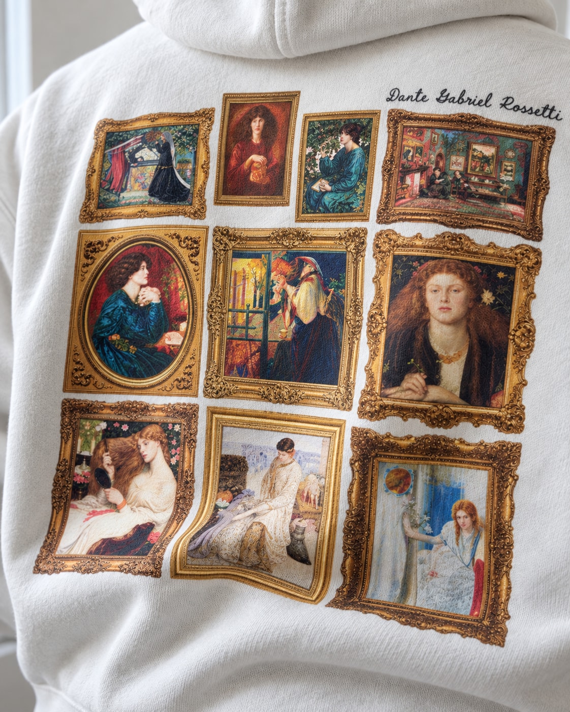 Rossetti Framed Art Gallery Hoodie - Print close-up · back | My Turtle
