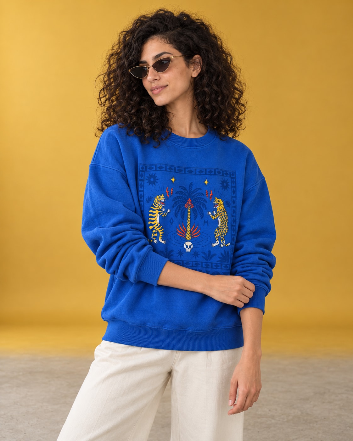 Small Talk Survivor Sweatshirt - Front Print Model Shot | My Turtle