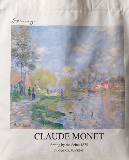 spring-by-the-seine-claude-monet-tote-bag-1 Print close-up