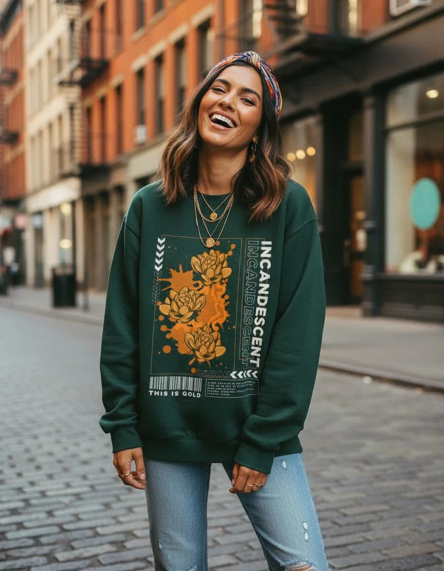 Incandescent Floral Green Sweatshirt
