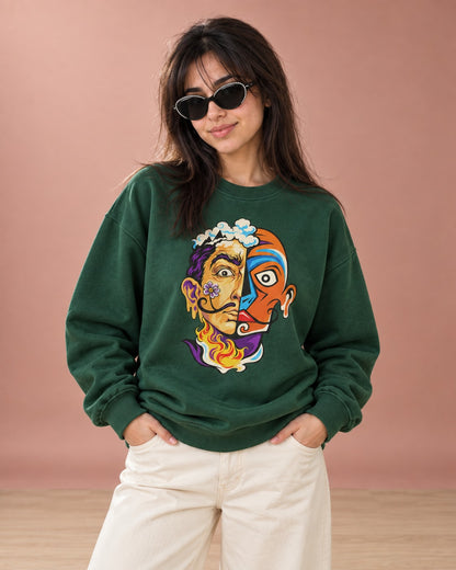 Surreal Dalí Portrait Sweatshirt - Front Print Model Shot | My Turtle