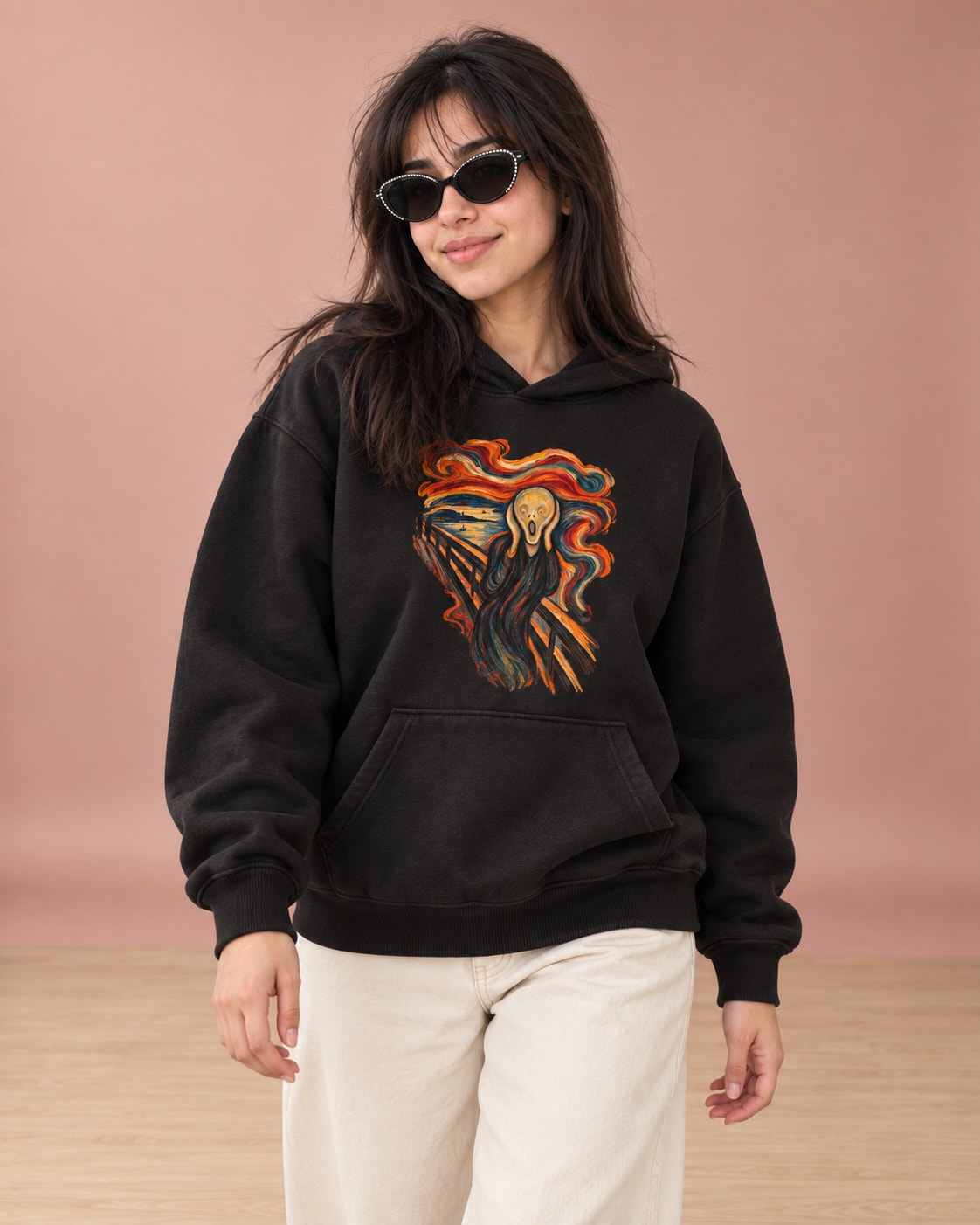 The Scream Artwork Hoodie - Front Print Model Shot | My Turtle