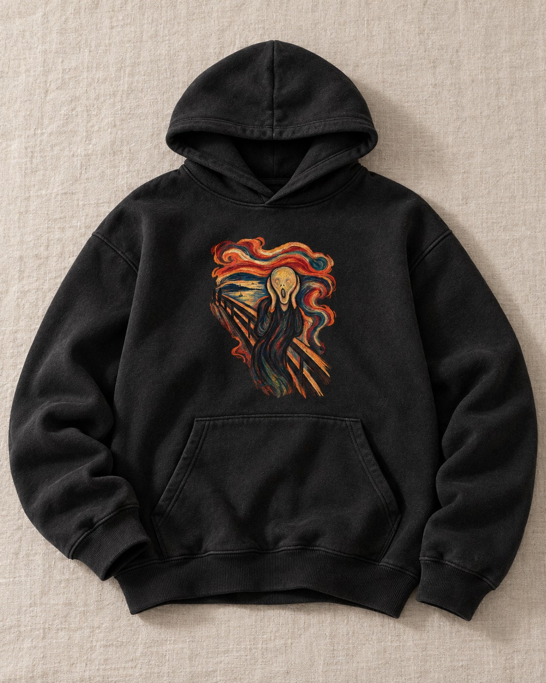 The Scream Artwork Hoodie - Flat lay · front | My Turtle