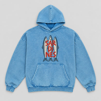 Three Sardines Typography Hoodie - Front Print | My Turtle